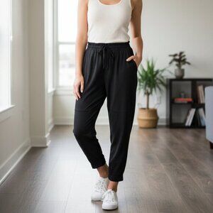 Aritzia Wilfred Marais Pant Trouser Drawstring tie waist Straight leg Silk Black